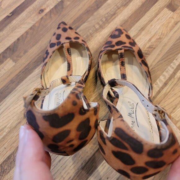 Anne Michelle Rise Up 3 3/4" heel Animal Print T Strap Stiletto Heel Pumps - Picture 8 of 14